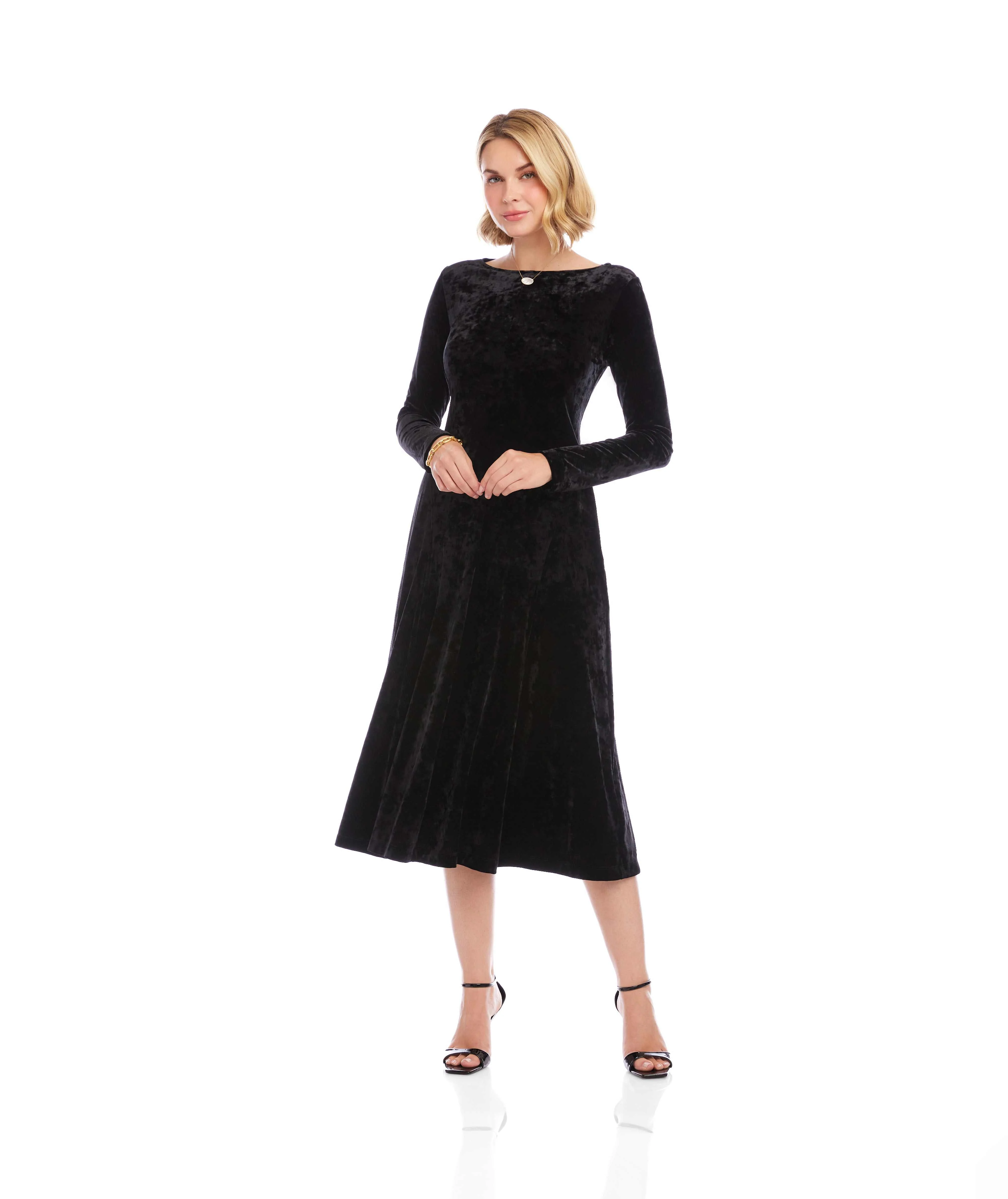 Kate Long Sleeve Velvet Midi Dress - Image 3