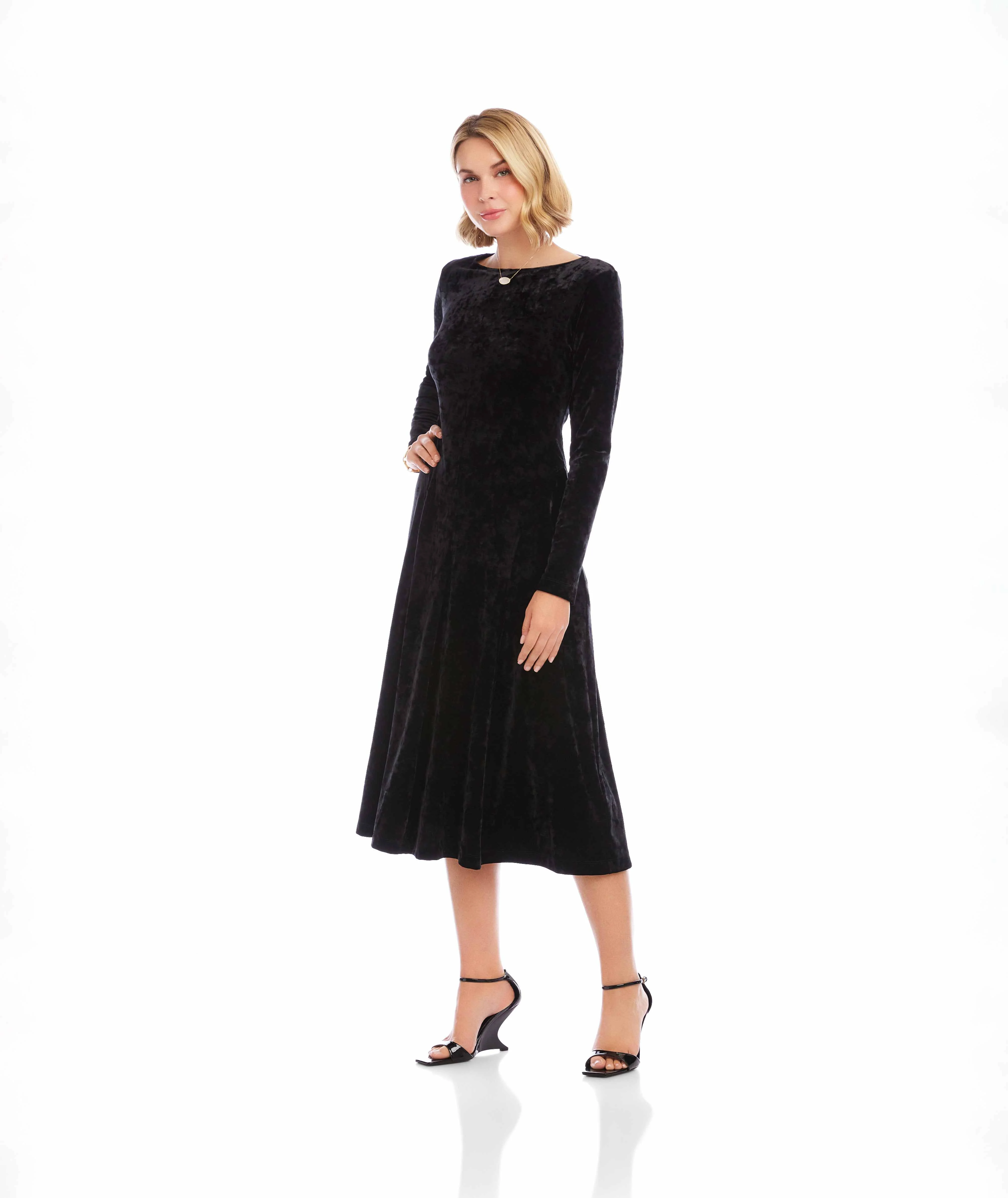 Kate Long Sleeve Velvet Midi Dress - Image 4