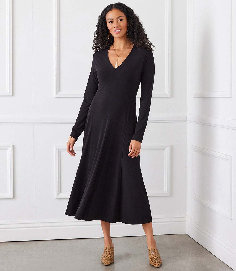 Kate V-Neck Midi Travel Jersey Dress - Image 2