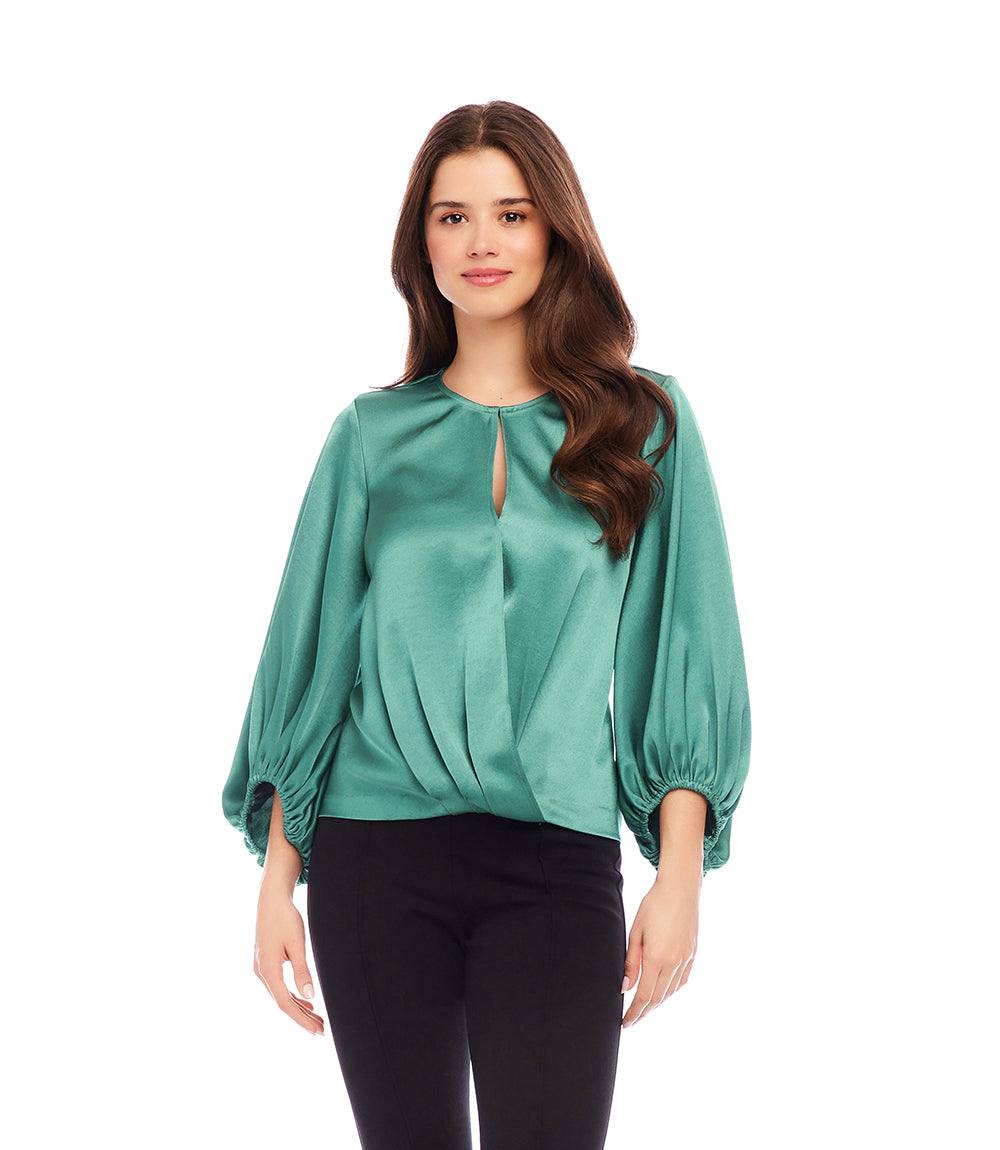 Keyhole Crossover Satin Top - Image 2