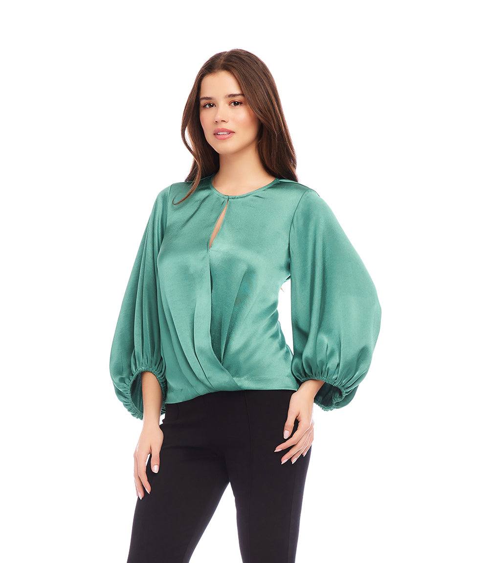 Keyhole Crossover Satin Top - Image 3