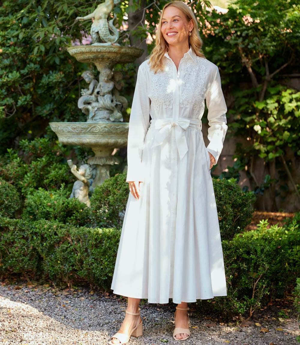 Lace Applique Midi Shirtdress