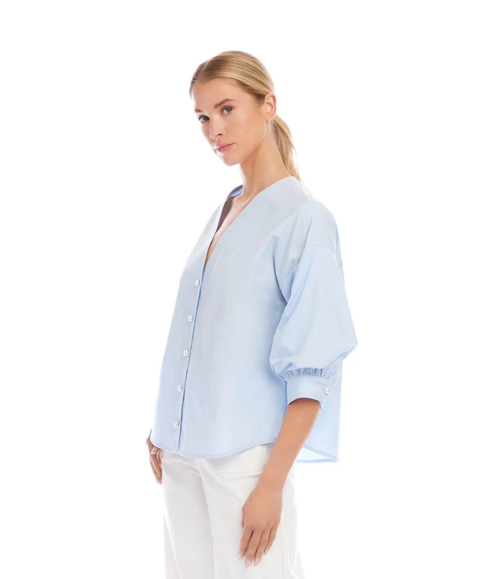 Lantern Sleeve Pearl Button Top - Image 5