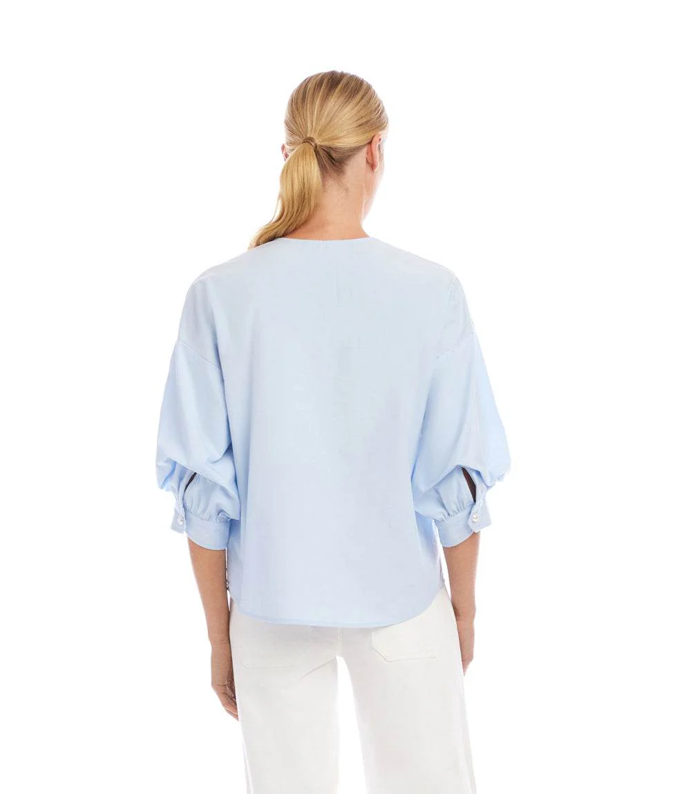 Lantern Sleeve Pearl Button Top - Image 6