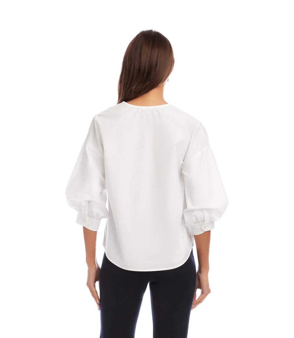 Lantern Sleeve Pearl Button Top - Image 5