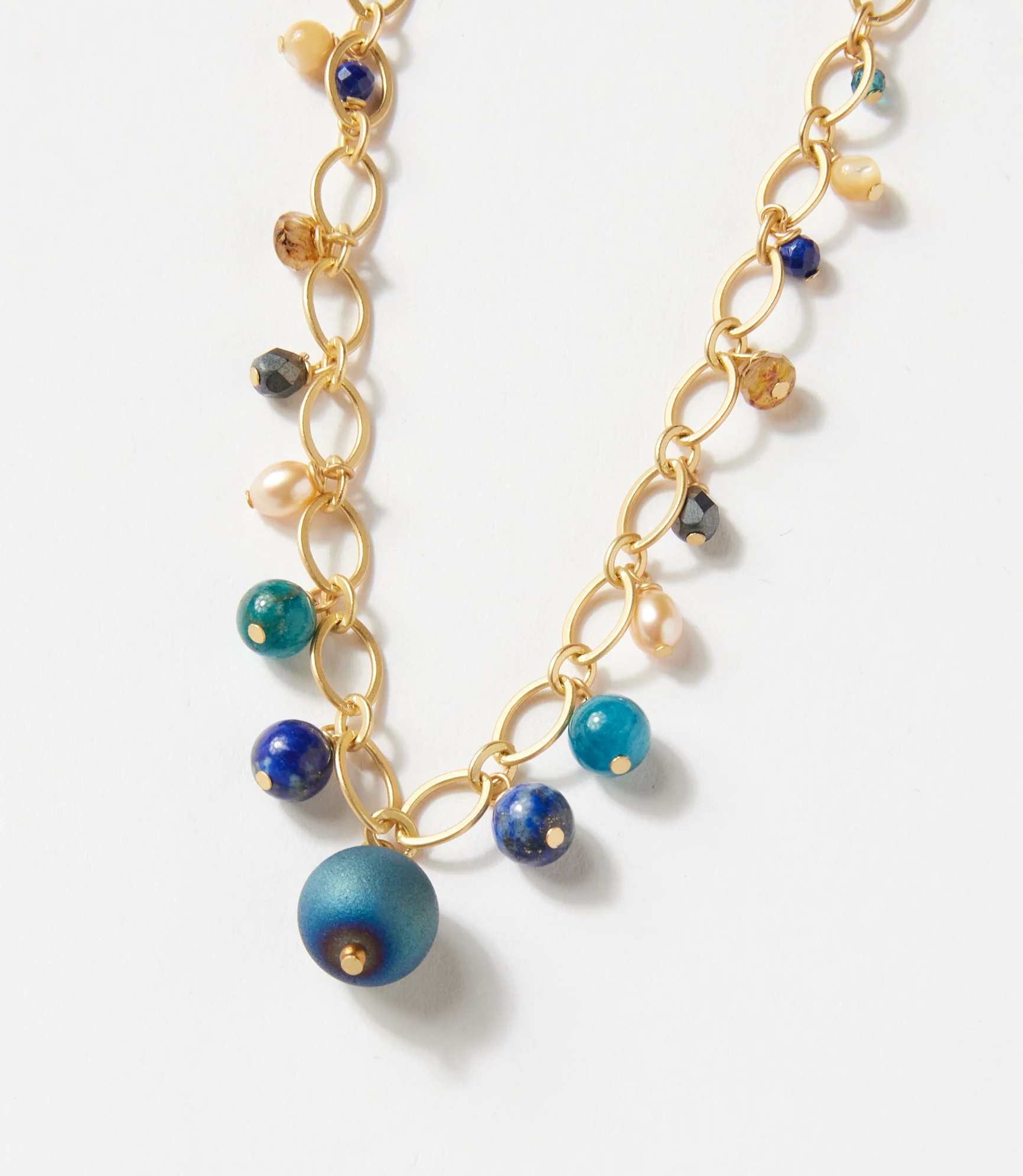 Lapis And Pearl Station Bracelet - Image 2