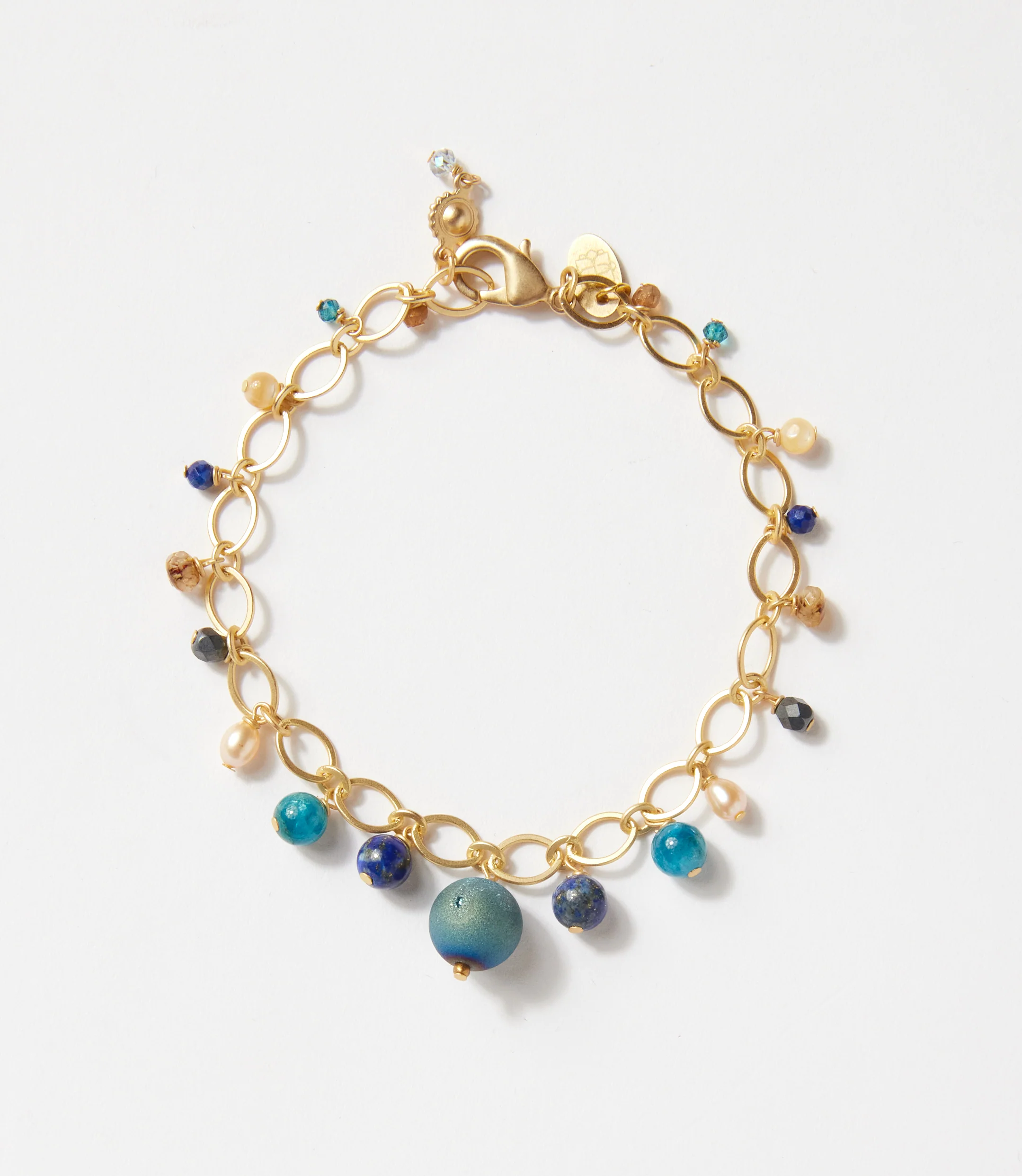 Lapis And Pearl Station Bracelet - Image 3