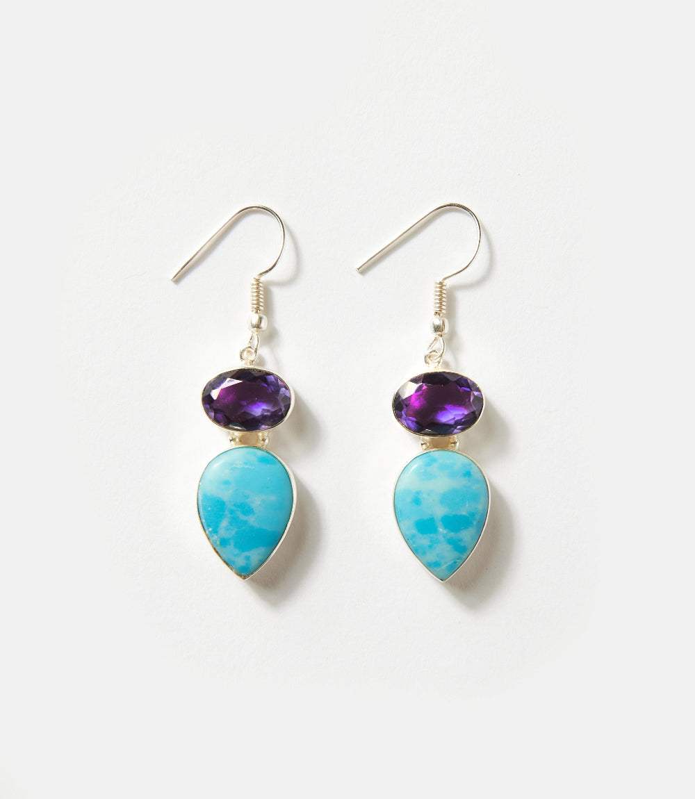 Larimar And Amethyst Drop Earrings - Image 5
