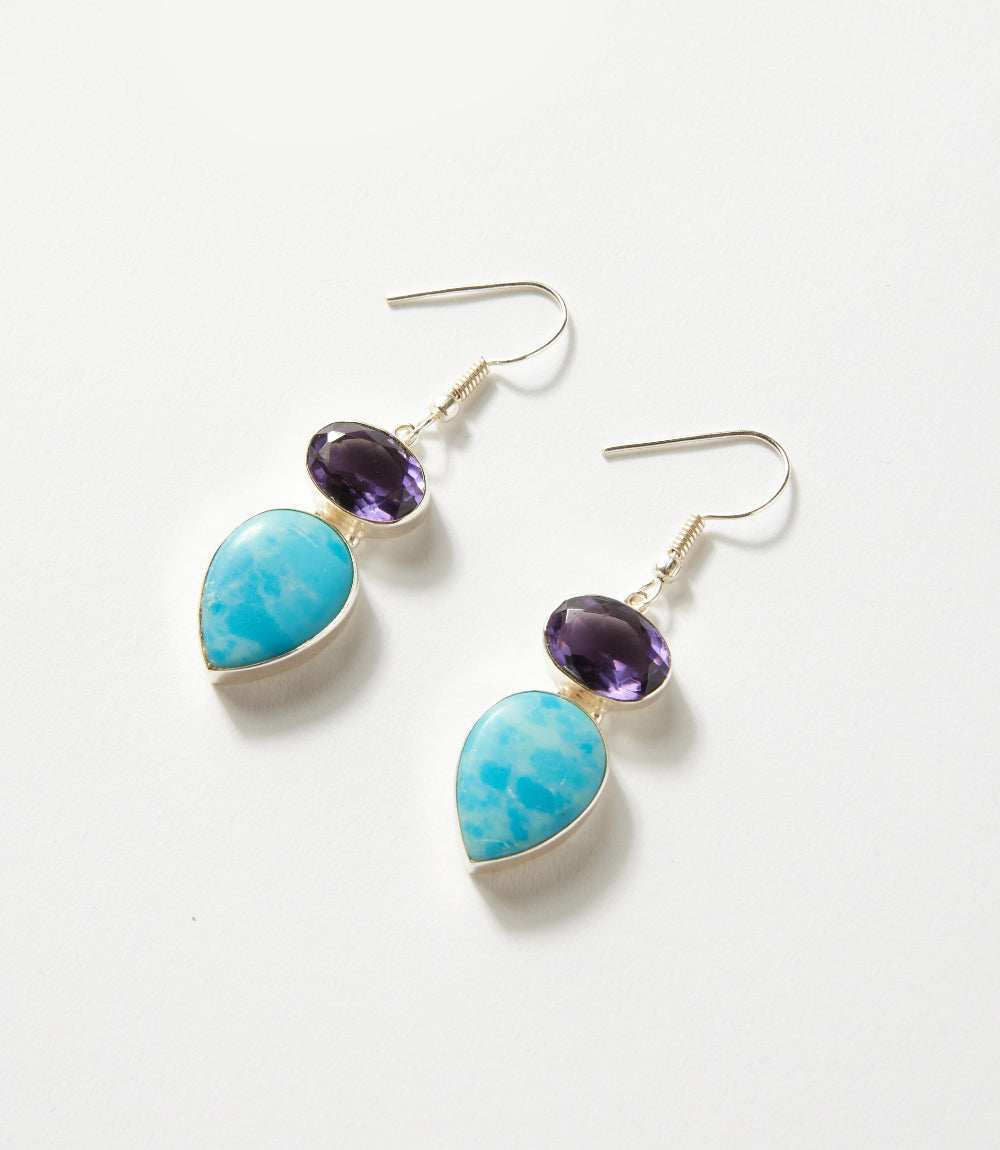 Larimar And Amethyst Drop Earrings - Image 7