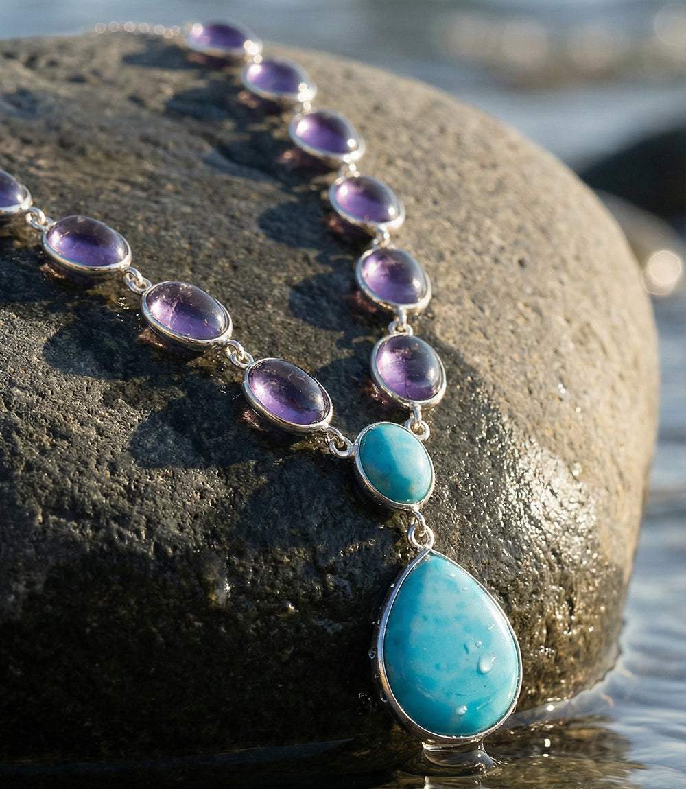 Larimar And Amethyst Necklace - Image 2