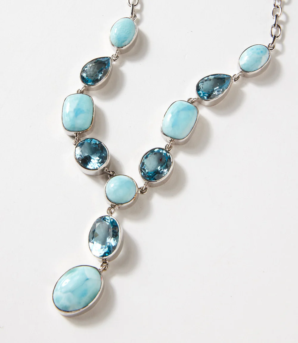 Larimar And Blue Topaz Lariat Necklace - Image 2