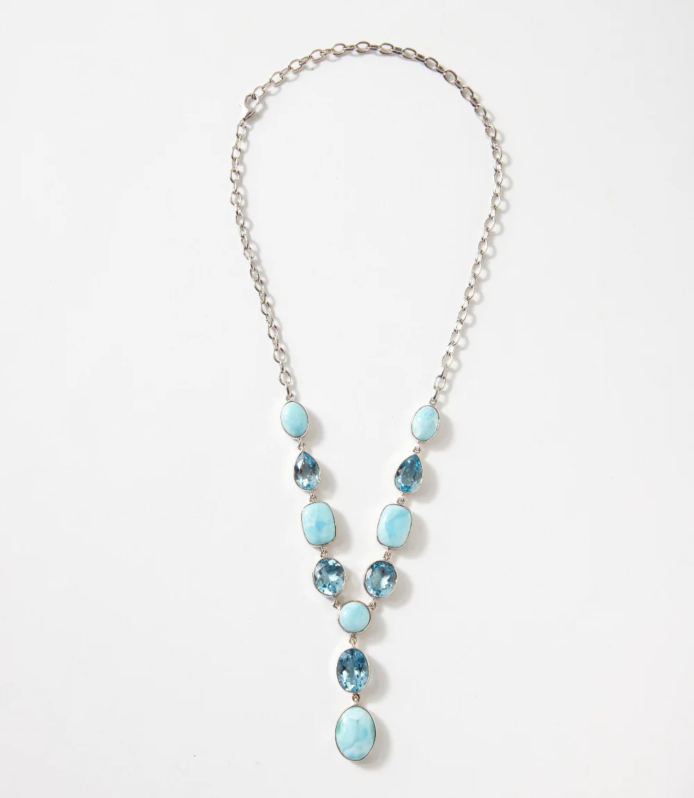 Larimar And Blue Topaz Lariat Necklace - Image 4