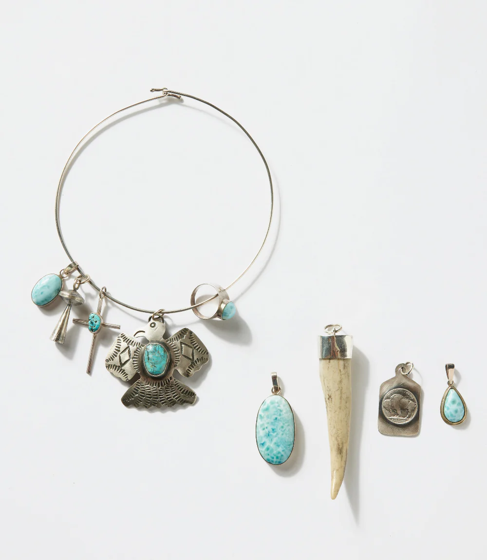 Larimar, Horn, Eagle, And Buffalo Coin Necklace - Image 3