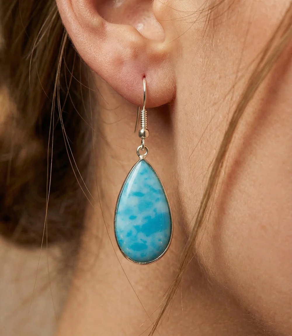 Larimar Teardrop Earrings - Image 2