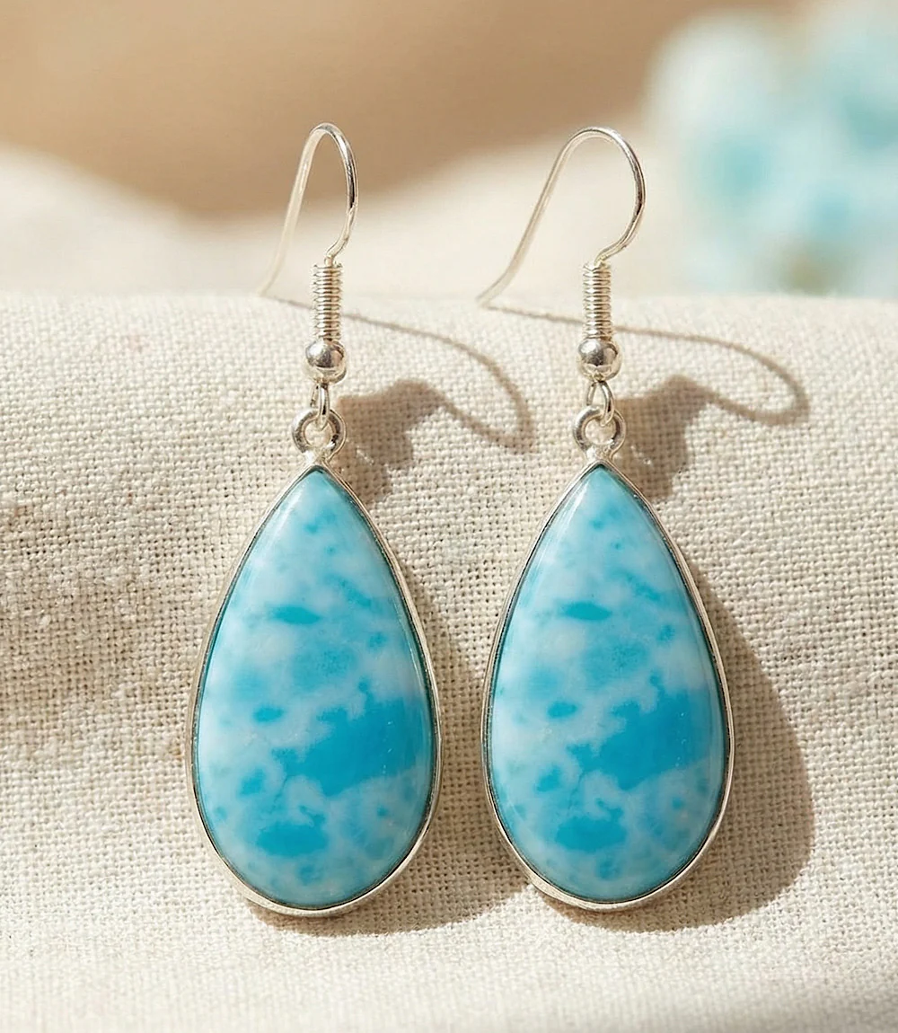 Larimar Teardrop Earrings - Image 3
