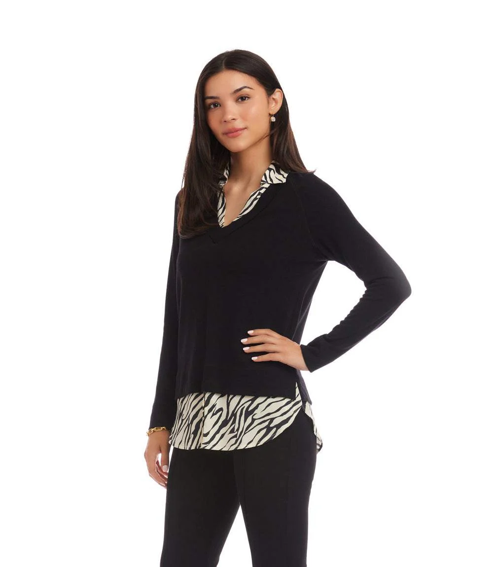 Layered Contrast Zebra Sweater - Image 4