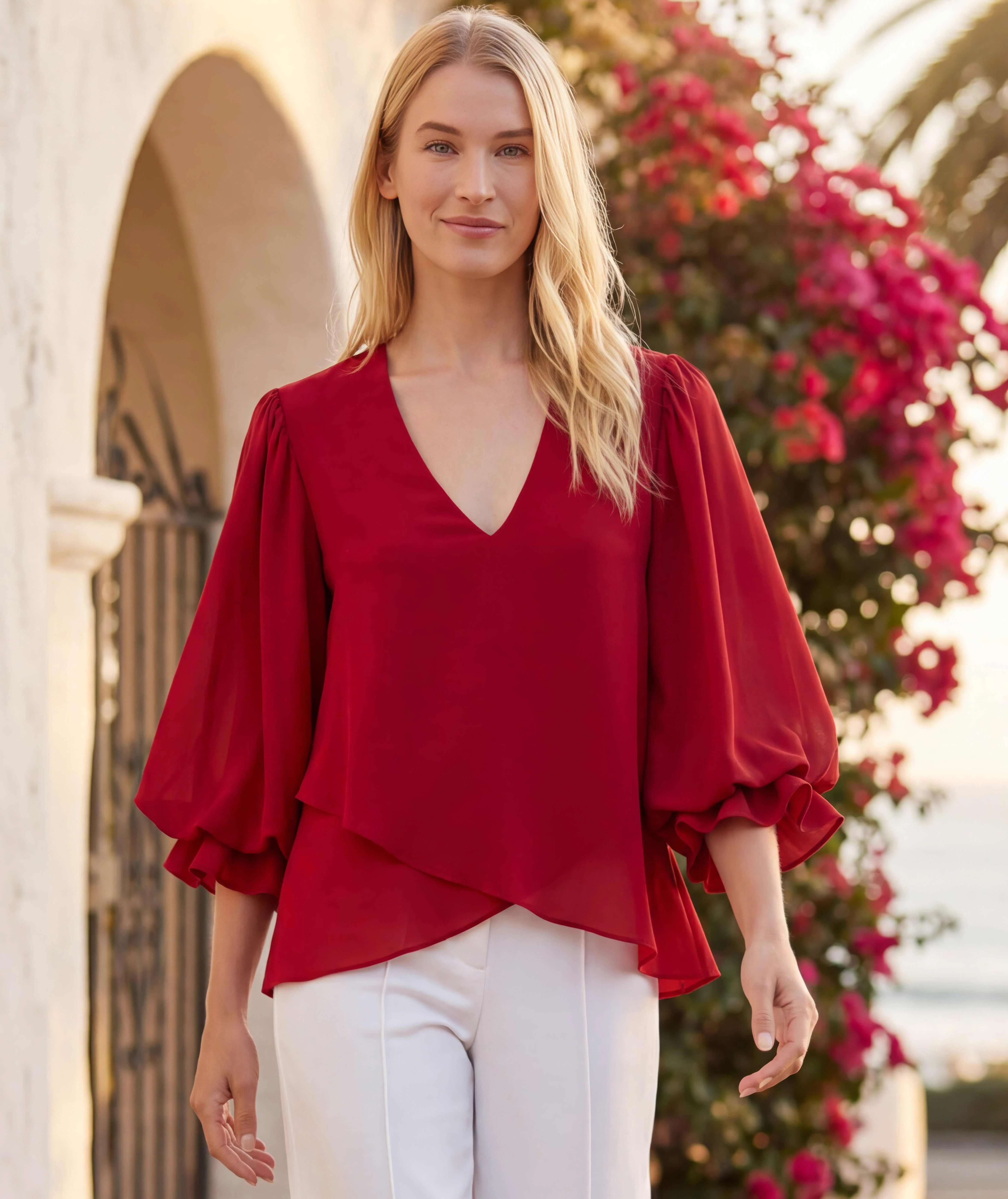 Layered Sleeve Asymmetric Top - Image 5