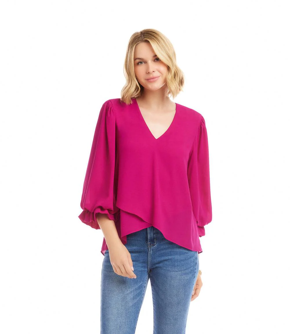 Layered Sleeve Asymmetric Top - Image 2