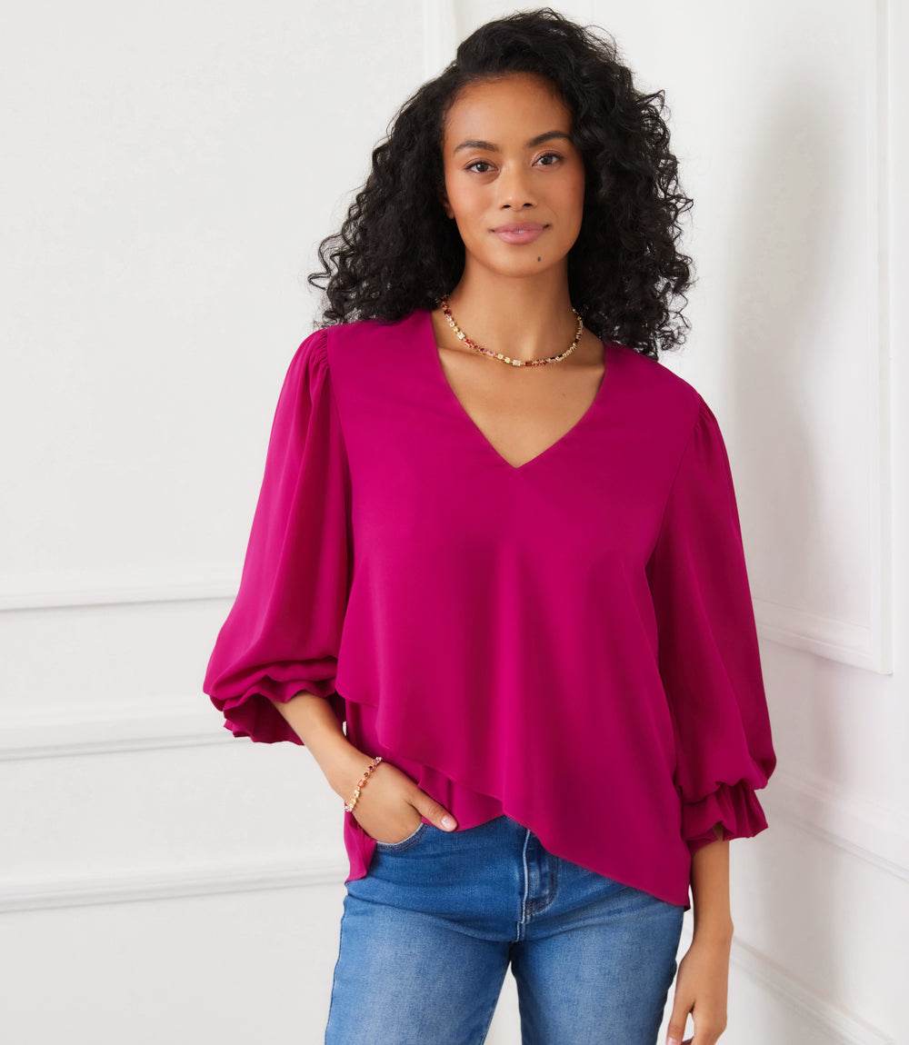 Layered Sleeve Asymmetric Top - Image 5
