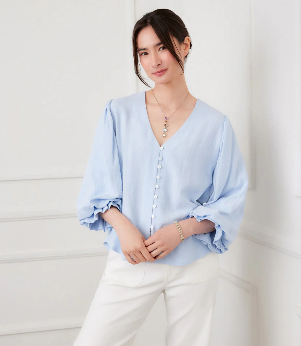 Layered Sleeve Shirred Blouse