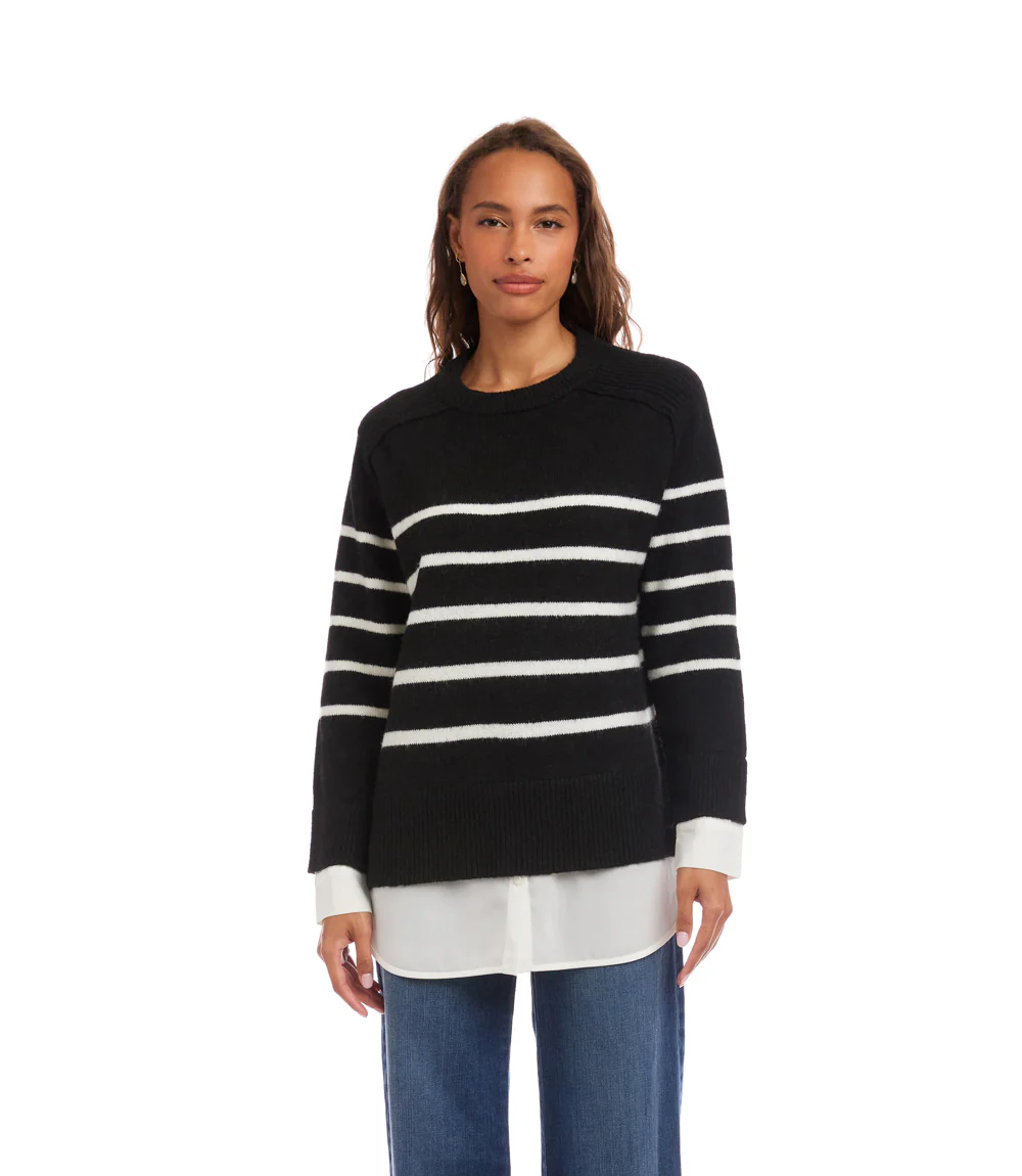 Layered Stripe Crewneck Sweater - Image 4
