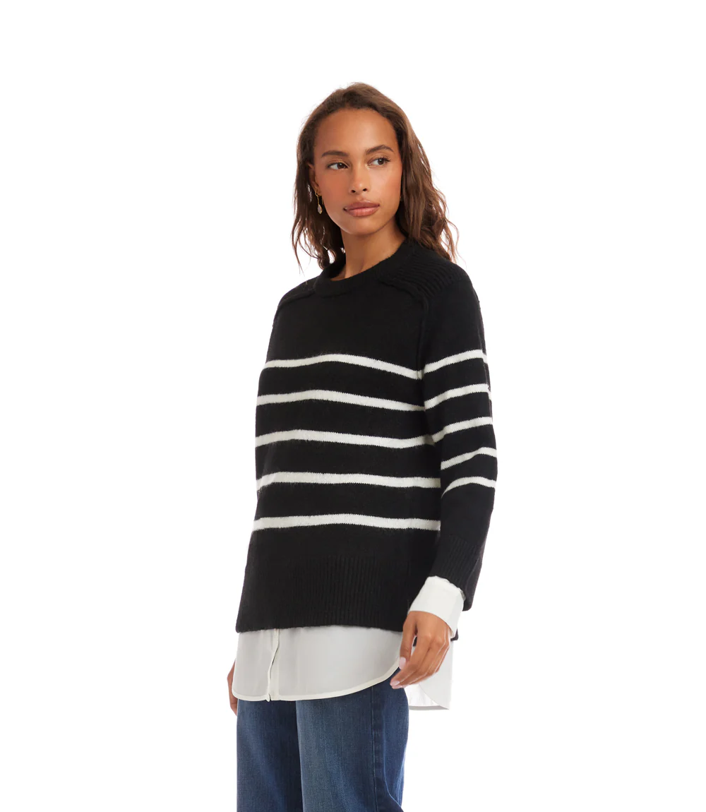 Layered Stripe Crewneck Sweater - Image 6