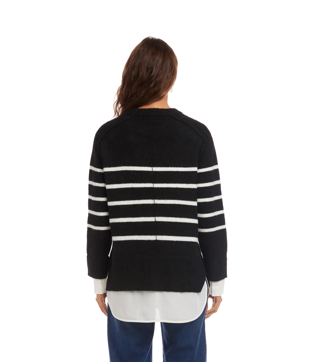 Layered Stripe Crewneck Sweater - Image 7