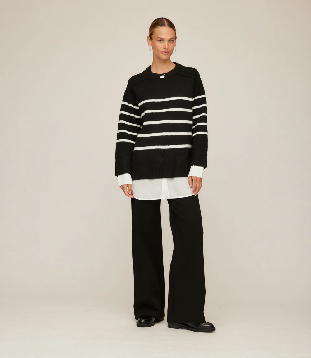 Layered Stripe Crewneck Sweater - Image 8