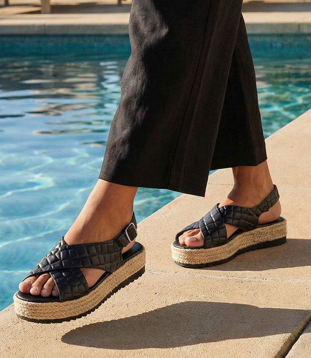 Leather Espadrille Sandals - Image 3