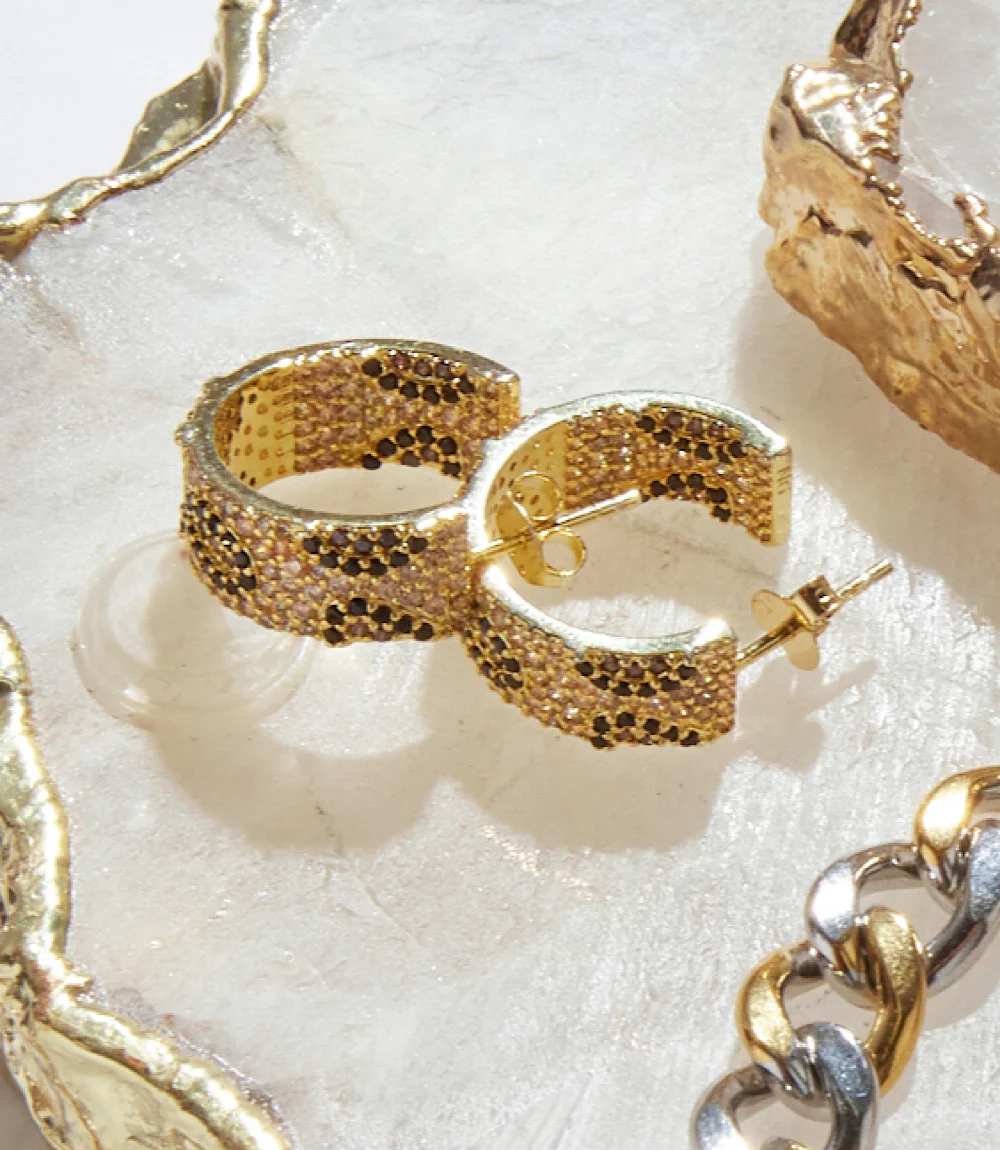 Leopard Crystal Hoop Earrings - Image 4