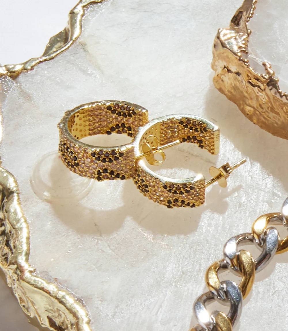 Leopard Crystal Hoop Earrings - Image 7