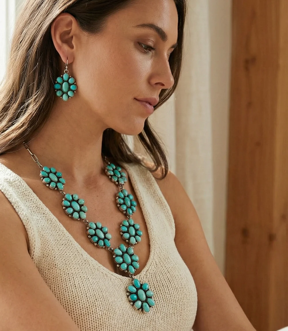 Lone Mountain Turquoise Necklace And Earring Set