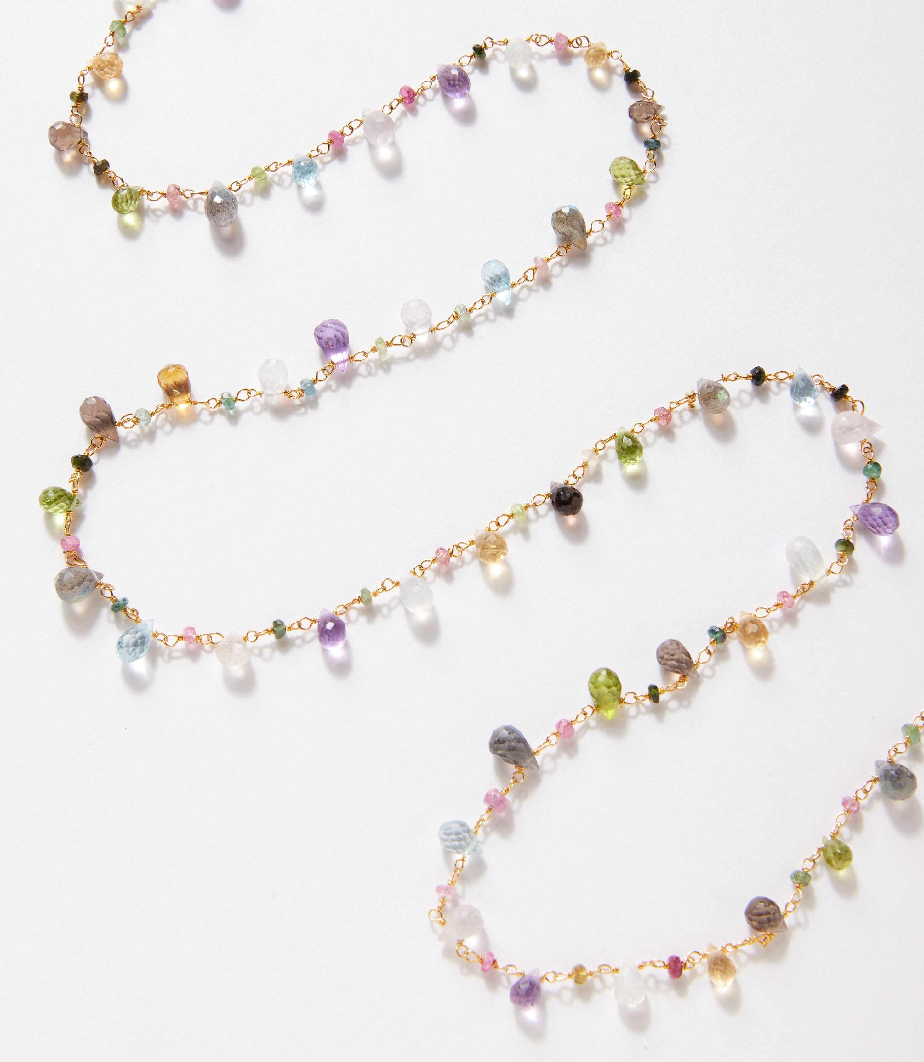 Long Mixed Gemstone Strand Necklace