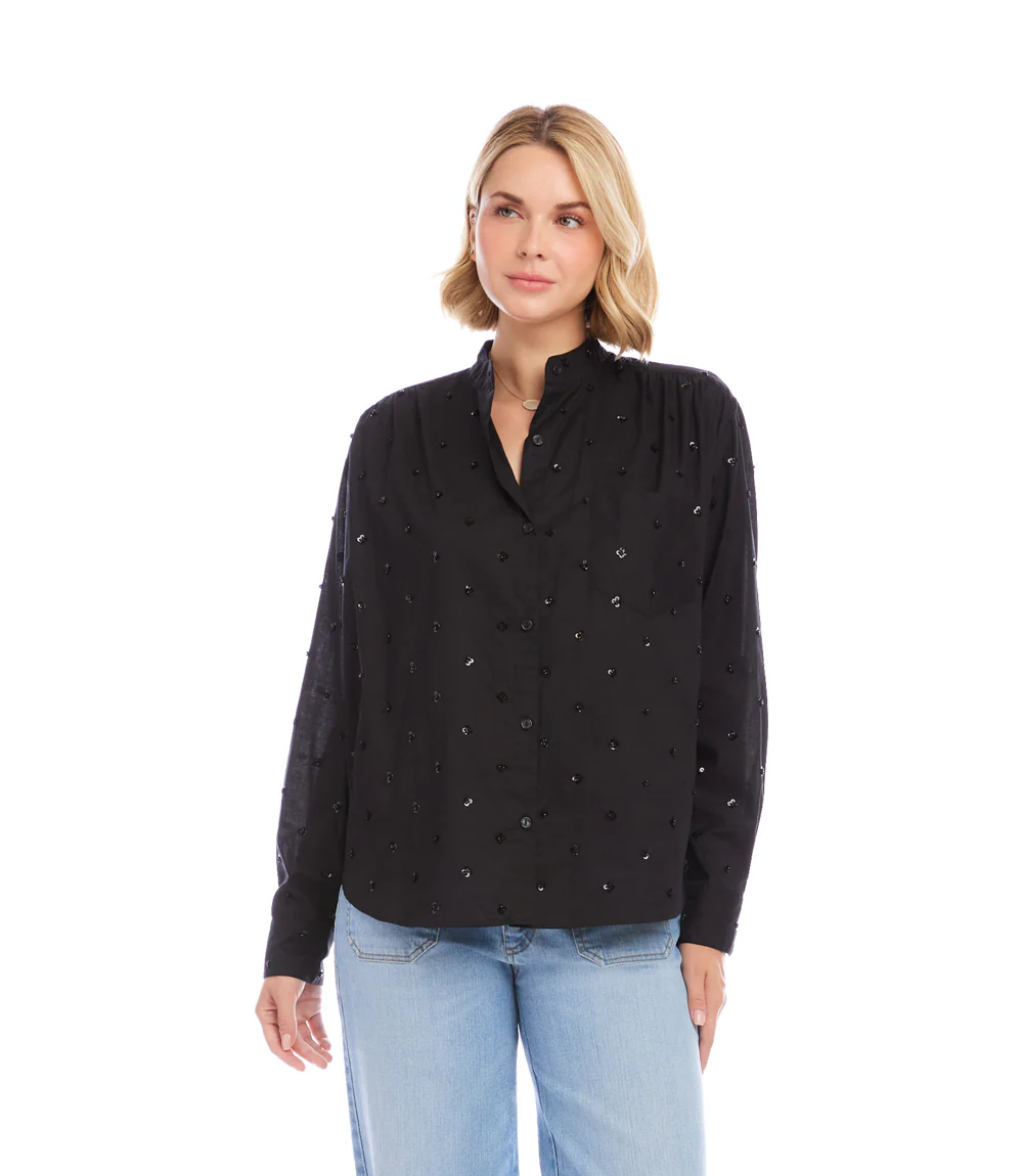 Long Sleeve Beaded Sequin Shirt - Image 4