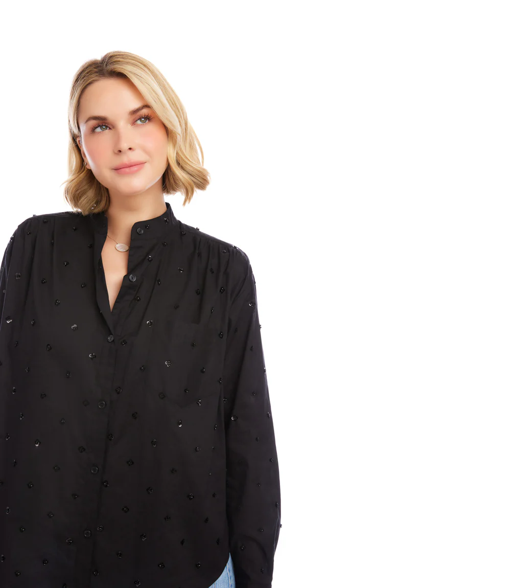 Long Sleeve Beaded Sequin Shirt - Image 6