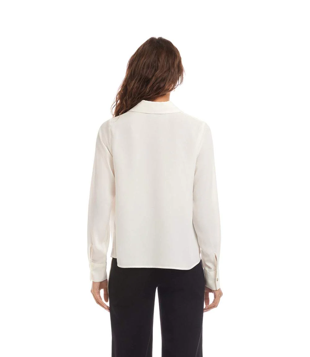 Long Sleeve Collared Cowl Neck Top - Image 4
