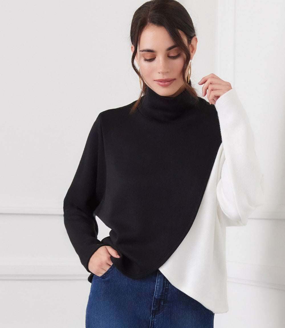 Long Sleeve Crossover Colorblock Top