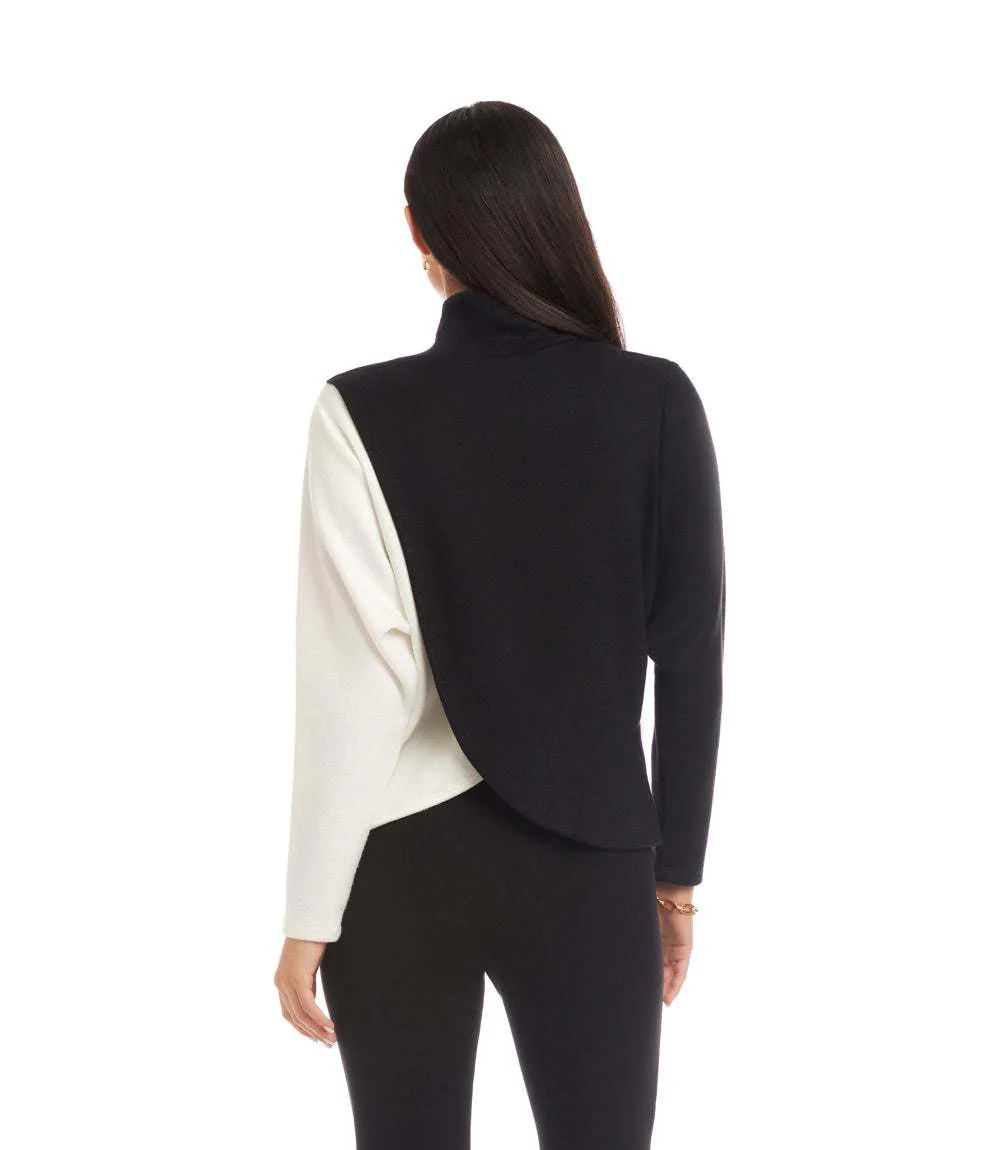 Long Sleeve Crossover Colorblock Top - Image 4