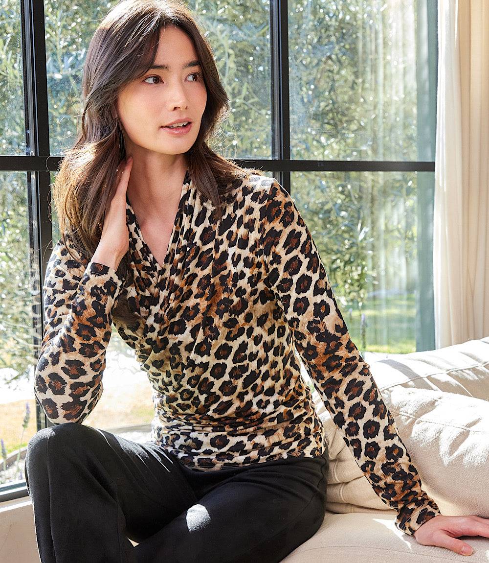 Long Sleeve Crossover Side-Shirred Top - Image 6