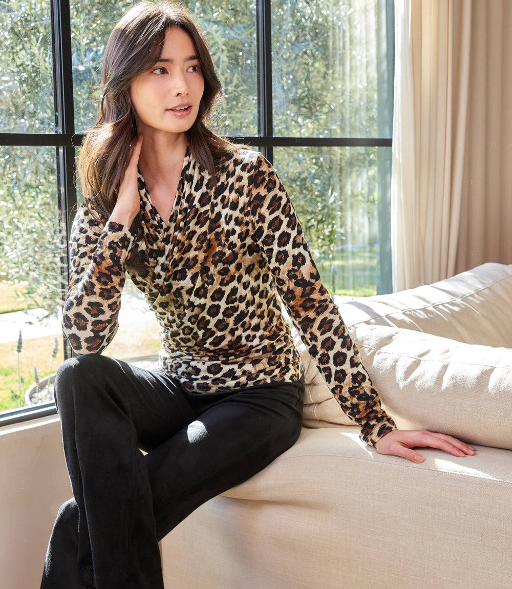 Long Sleeve Crossover Side-Shirred Top - Image 8