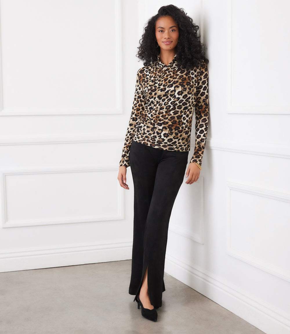 Long Sleeve Crossover Side-Shirred Top - Image 9