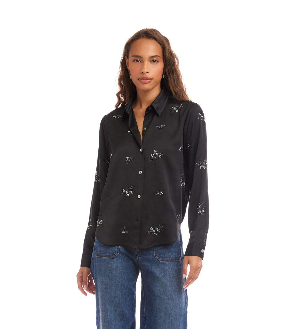 Long Sleeve Embellished Button-Up Shirt - Image 3