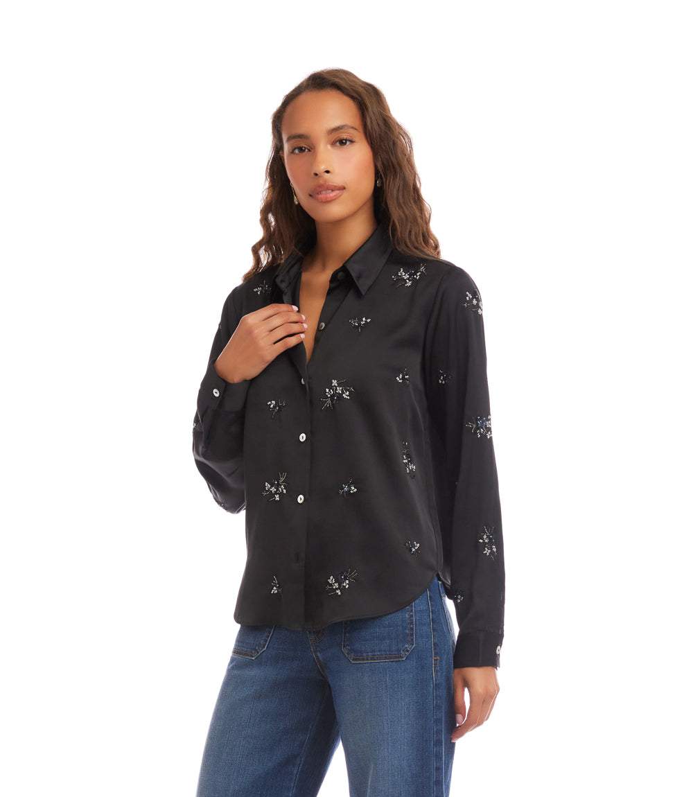 Long Sleeve Embellished Button-Up Shirt - Image 4