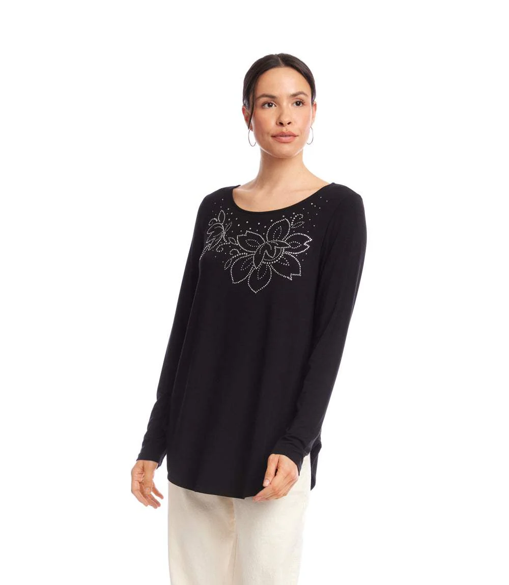Long Sleeve Embellished Shirttail Top - Image 2