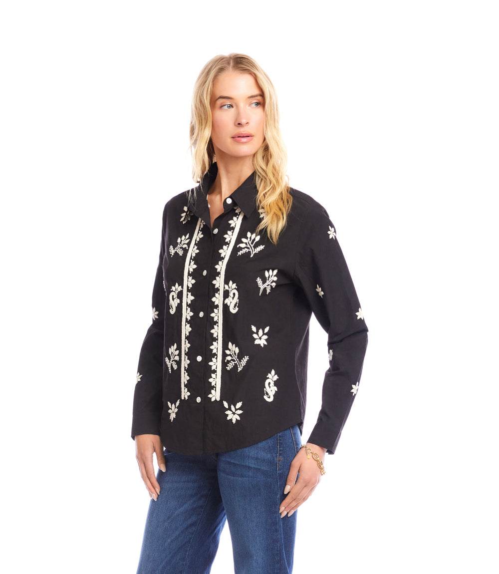 Long Sleeve Embroidered Shirt - Image 3