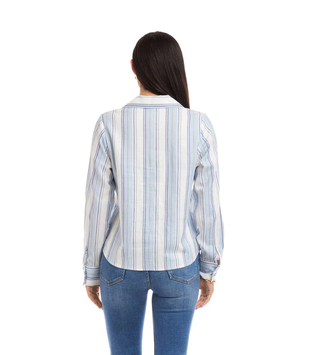 Long Sleeve Eyelet Lace Up Top - Image 5