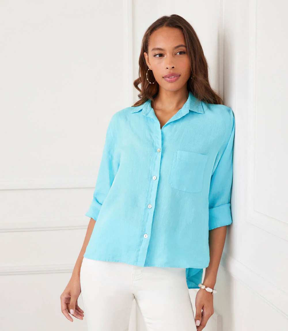 Long Sleeve Linen Button-Up Shirt - Image 2