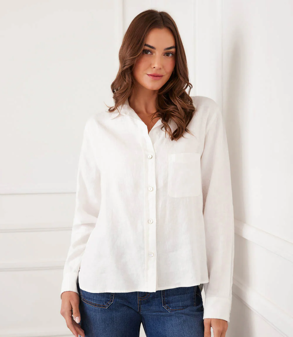 Long Sleeve Linen Button-Up Shirt - Image 2