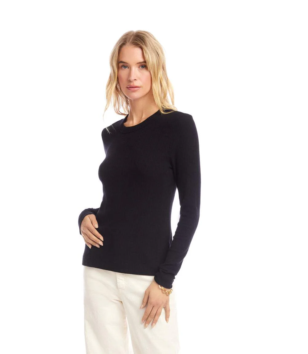 Long Sleeve Ribbed Crewneck Top - Image 2