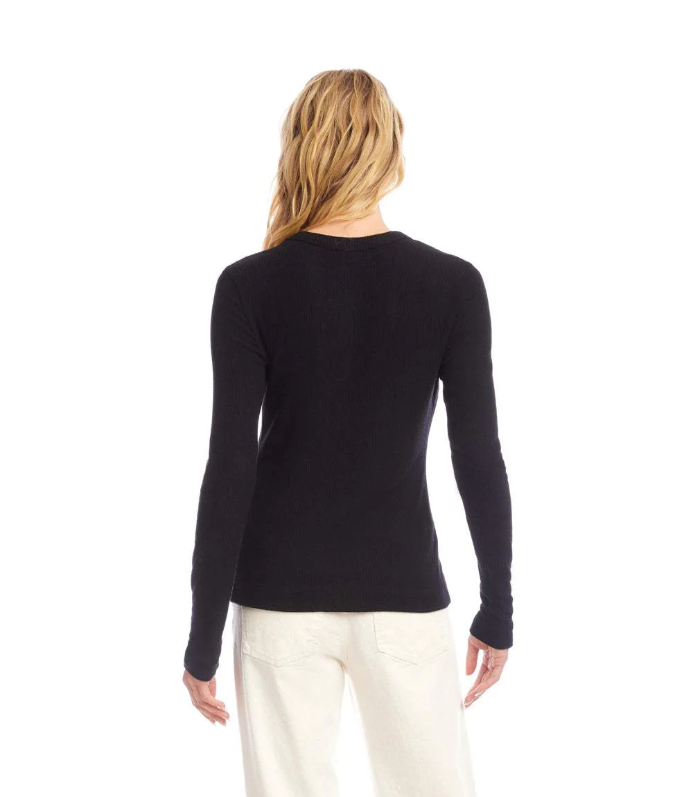 Long Sleeve Ribbed Crewneck Top - Image 3